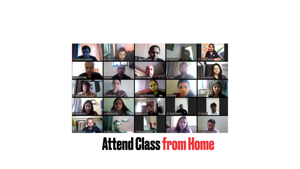 Virtual classroom experience: An image displaying the view of the entire class on the screen of the student's device