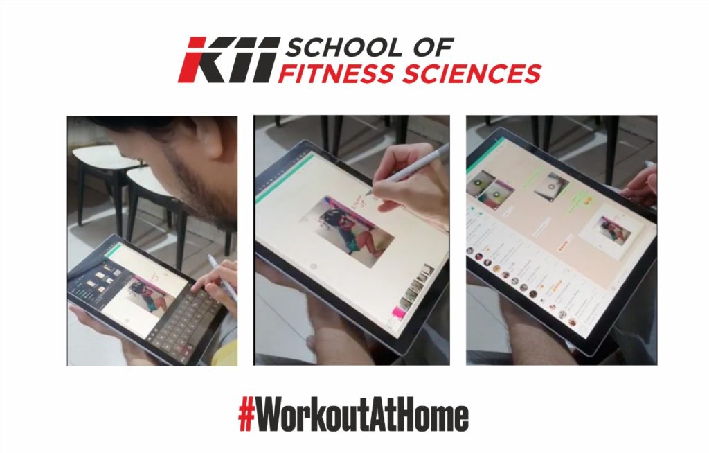 Fitness Industry: An image of our student, sending form and technique correction to a client who's at home during the lockdown